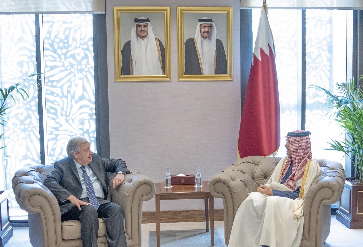 卡塔尔首相与联合国秘书长举行会谈 重点讨论巴以局势等问题